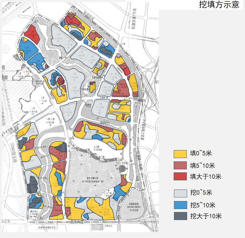 重庆万达室外主题乐园土方量计算分析
